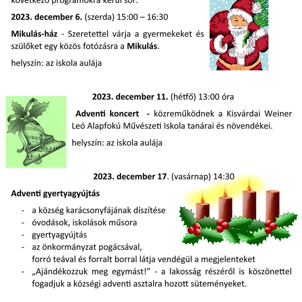 Decemberi ünnepi programok Anarcson